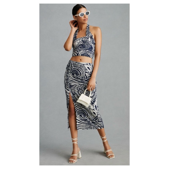 Anthropologie Other - NWOT Anthropologie Floral Halter Top & Skirt Set in Blue & White  Size Small